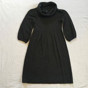 ana charcoal gray cowl neck midi sweater dress size m minimalist modest